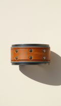 Brushed Metal and Leather Cuff Bracelet