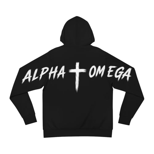 Alpha & Omega Hoodie — Christian Faith Pullover with Cross & 'Revenant' Logo
