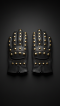 Matte Black Leather Gloves with Metallic Studs