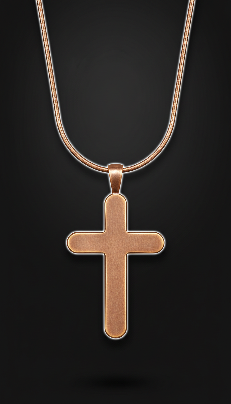 Burnished Copper Cross Pendant Necklace